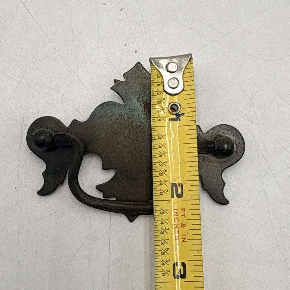 Vintage Drawer Pulls Set 3 Brass Patina Handles 2 Large 1 Small
